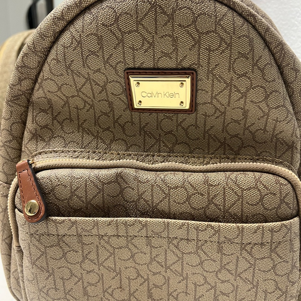Calvin Klein Tan Monogram Backpack